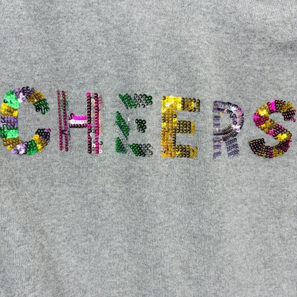 Torrid 3X Holiday CHEERS Sweater Sequin Graphic Gray Cotton Festive Pullover - Picture 6 of 14